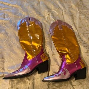 COWBOY BOOTS | SIZE 8 | FUCHSIA, ORANGE, PINK